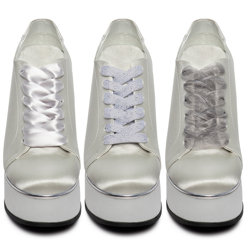 Luxury Platform Wedding Sneaker Shoe Comfortable Silver Satin 